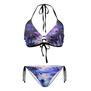 Traje de Baño Bikini de Dos Piezas para Mujer, con Tirantes Halter, de Spandex/Nylon, Estilo Cheeky, con Push-Up, para la Playa, Vacaciones de Verano, Fiestas en la Piscina - Product Image 2
