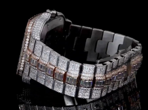 นาฬิกาสแตนเลสออโตเมติกสไตล์สปอร์ตสุดหรูแบบยูนิเซ็กซ์บาแกตต์มอสซาไนต์ประดับเพชรดีไซน์ทรงสี่เหลี่ยม - Product Image 4