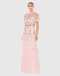 Elegante Vestido de Noche con Lentejuelas y Cuentas, Diseño de Hombro Descubierto, Corte Ajustado, Manga Larga, Vestido de Fiesta, Vestido Largo - Product Image 3