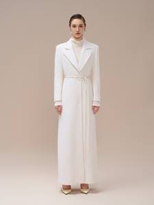 Manteau pour femmes Logo personnalisé Gwen Longueur Manteau Dos fendu Tweed Laine Vêtements d'hiver Mode durable Fabricant original - Product Image 2