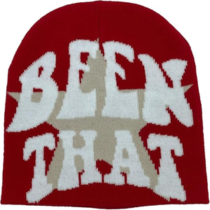 Bonnet à lettres Jacquard pour femmes et hommes Pull en tricot confortable Crâne Sport Adulte Bonnets de sport Chapeaux - Product Image 4