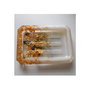 Porte-savon en résine Transparent et feuille d'argent Design rond Porte-savon en résine Prix bon marché - Product Image 2