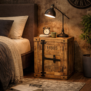 Solid Handmade Mango Wood Modern Nightstand & Bedside Cabinet | Bedroom <b>Storage</b> <b>Side</b> <b>Table</b> - Product Image 2