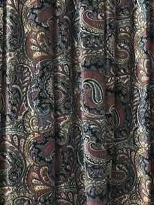 Cortina de Terciopelo de Algodón Negro Estilo Vintage, Cortinas con Estampado Paisley Tradicional, Terciopelo de Algodón de Lujo - Product Image 3