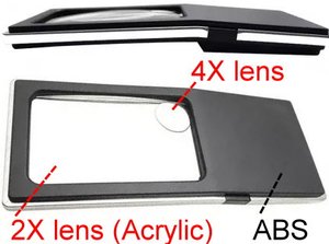 Loupe de poche LED avec lentille bifocale 2X/4X, dioptrie 4D/11D, 4 lumières LED - Product Image 4