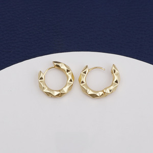 Cercle Rond Cerceaux Boucle D'oreille Rides Texture Irrégulière Vague Concise Géométrie Boucle D'oreille Or Diamant-Coupe Hoop Boucles D'oreilles - Product Image 5