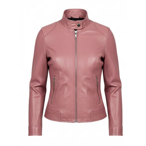 Veste de moto en cuir véritable élégante et imperméable pour femmes, épaules matelassées, rembourrage en coton, vêtements d'extérieur personnalisables - Product Image 4