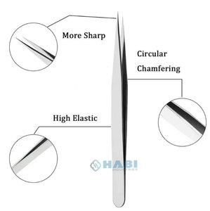 Juego de pinzas de extensión de pestañas personalizadas, 4 piezas, pinzas de pestañas curvas fuertes de acero inoxidable para recoger e injertar herramientas de belleza - Product Image 4