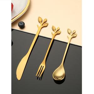 Ustensiles de cuisine Ensemble de couverts Design de finition Acier inoxydable Design entièrement métallique Outils de couverts dorés Couverts brillants Ensemble de couverts - Product Image 1