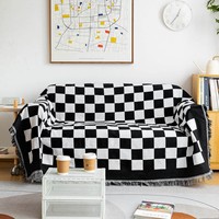 MOQ rendah kustom dekorasi Sofa pantai piknik padat Jacquard tenun bulu poliester/katun permadani dilipat empat musim Portabel