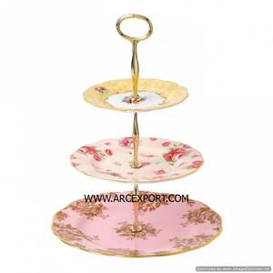 Support à gâteau en métal doré à 2 niveaux pour la conception d'oiseaux Support à gâteau décoratif élégant pour mariage Couleur or et argent poli miroir - Product Image 4