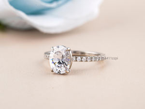 แหวนหมั้นดีไซน์เพชรเม็ดเดี่ยวแบบคลาสสิกสง่างามแหวนเพชรโมอิสซาไนต์ทรงรีสำหรับผู้หญิงแหวนพลอยสีเงินสเตอร์ลิง - Product Image 2