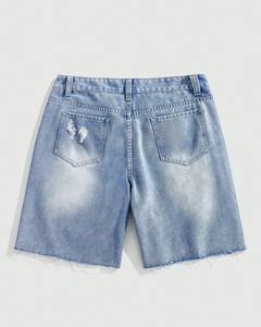 Shorts en jean droits pour homme personnalisés, de haute qualité, bouton, lavage foncé, respirant, décontracté, streetwear d'été - Product Image 4