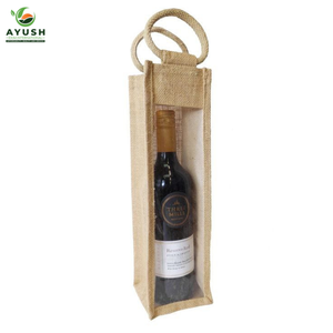 Single bottle <b>bags</b> made of jute with cotton handle customizable bottle <b>bags</b> <b>for</b> gifting & <b>packing</b> - Product Image 3