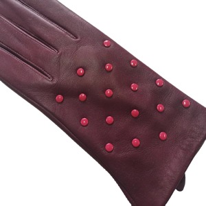 Gants tactiles en cuir d'agneau tendance pour femmes, hiver, usage quotidien décontracté, écologiques, cloutés or, cyclisme en extérieur - Product Image 6