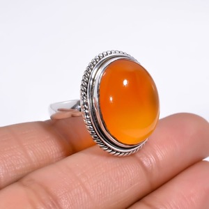 Bague en pierre orange cornaline naturelle Bague de mariage classique en argent sterling 925 faite à la main pour la fête de fiançailles directement de l'usine - Product Image 4