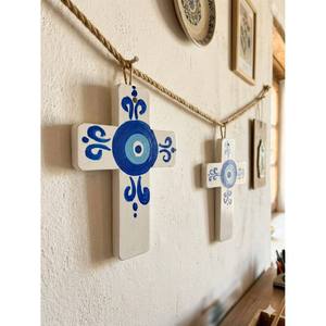 DAFNI BIG PAZAR Sculpture murale en céramique traditionnelle peinte à la main, motif géométrique abstrait, thème nautique et de plage, 2 pièces - Product Image 5
