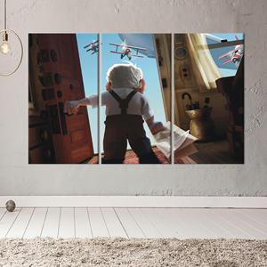 Arte moderno impreso en lienzo: regalos personalizados para decoración de habitaciones infantiles, 3 piezas: estirado sobre lienzo - Product Image 1