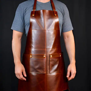 Delantal de cuero de primera calidad para cocinar, delantales de cuero resistente para cocinar, delantal ajustable de cuero de vaca hecho a mano - Product Image 3