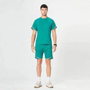 Diseño de logotipo personalizado Traje de verano de dos piezas para hombre Pantalones cortos de lavado ácido de 2 piezas y Conjunto de camiseta para ropa de hombre - Product Image 1
