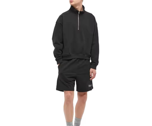 Custom <b>Black</b> Quarter Zip <b>Jumper</b> Hoodies Polyester/Cotton French Terry 14 Zip Neck Drop Shoulder Winter Embroidered Golf - Product Image 5