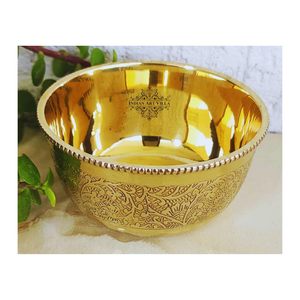 Bol de service en laiton classique bol décoratif en métal fait main pour table à manger de cuisine et cadeau de mariage - Product Image 1