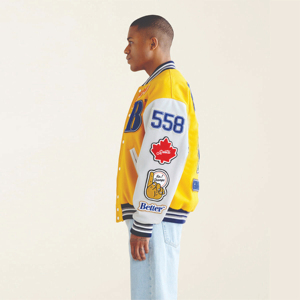 Haute Qualité Personnalisable Hommes Laine Baseball Bomber Varsity Veste Hiver Stand À Capuche Brodé De Marque High Street - Product Image 3