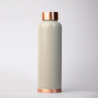 Bouteille d'eau isotherme vintage réutilisable en cuivre pur à 99,5 %, 32 oz, écologique, avec couvercle anti-fuite, artisanat imprimé, pour l'été