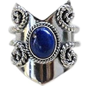 Boho September Birthstone <b>Ring</b> <b>Lapis</b> <b>Lazuli</b> Oval 925 Sterling Silver Handmade Perfect Gift for Her Birthday Licensed Private - Product Image 1