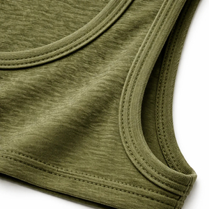 Débardeur vert olive sans manches pour homme, débardeur décontracté en tricot, haut en coton uni à col rond, débardeur en coton noir - Product Image 5