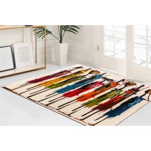 Alfombra con Diseño de Pintura del Pueblo Masai: Alfombra Antideslizante Impresa en 3D, Alfombra de Chenilla - Product Image 4