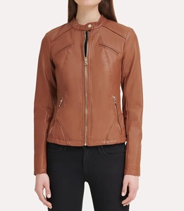 แจ็คเก็ตนักขี่จักรยานหนังแท้100% สีดำมีซิป - Product Image 3