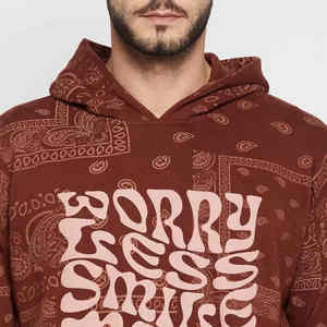 Sweat à capuche chaud d'hiver 100% coton pour hommes imprimé numérique motif solide écran de soie décharge teint en plaine tissage non tissé à capuche - Product Image 5