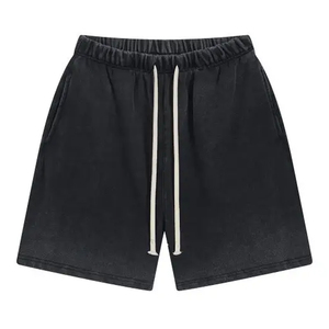 Precio barato MEN ACID WASH Shorts Alta calidad 100% algodón Sun Fade con diamantes de imitación Patrón sólido Streetwear Sun Fade Shorts - Product Image 5