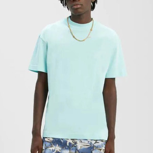 T-shirt lourd conception personnalisée vierge 100% coton col rond hommes couleur unie t-shirts - Product Image 2