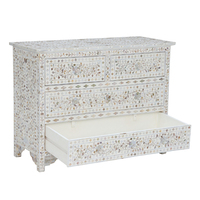 Commode en bois massif faite à la main avec incrustation de nacre, meuble de salon traditionnel antique, 4 tiroirs, mobilier de maison
