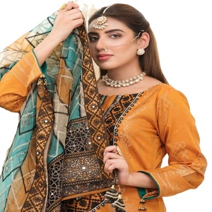 Trajes Shalwar Kameez de Lujo con Tejido Jacquard Banarsi, Decoración de Encaje, Tela Pakistaní e India para Uso Casual - Product Image 6