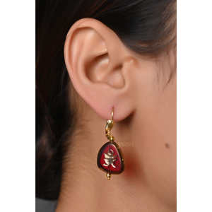 ชุดสร้อยคอและต่างหูทรงสามเหลี่ยมหลากสีชุบทอง24K เครื่องประดับที่ดีพร้อมหินหลักเพทายสำหรับเป็นของขวัญ - Product Image 2