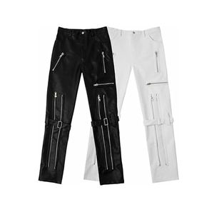 Pantalones de cuero puro para motocicleta brillantes personalizados, pantalones ajustados para fiesta de discoteca para hombre, pantalones para actuación en escenario - Product Image 3