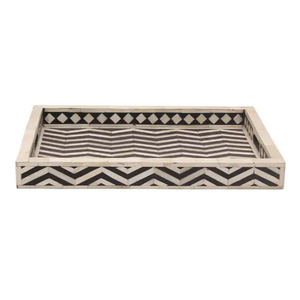 Plateau de service en bois avec incrustations d'os, traditionnel pour table basse, collations, boissons, mariage, logo personnalisé/OEM, vente en gros pour la maison, l'hôtel, le restaurant - Product Image 1