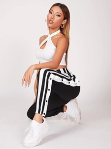 Logo personnalisé Hiver Plat Avant Femmes Taille Moyenne Joggers Doux Confortable 100% Coton Polaire Survêtement Pantalon - Product Image 2