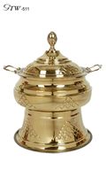 Plat de service artisanal classique et élégant en acier inoxydable martelé, motif floral, 4 pièces, chauffe-plat pour mariage, vaisselle