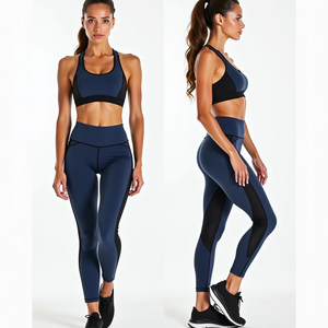 Femmes Sexy V dos coupe Scrunch bout à bout Gym Fitness Yoga ensembles d'entraînement personnalisé côtelé sans couture vêtements de sport respirant motif solide - Product Image 3