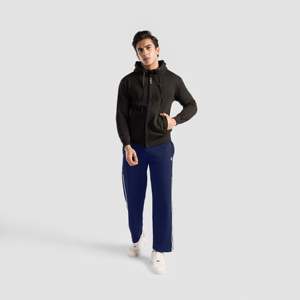 Pantalon Drift Pro Navy surdimensionné à taille mi-haute et jambe large, respirant, avec bande latérale décorative, technique de teinture unie - Product Image 4