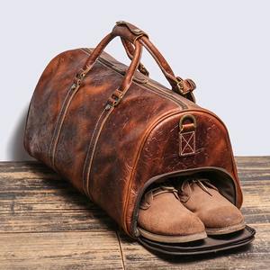 <b>Leather</b> Duffle <b>Bag</b> for Men, <b>Overnight</b> 21 Inch Weekender Duffel Gym <b>Bag</b>, Full Grain <b>Leather</b> Travel Carry-On <b>Bag</b> Ideal for Sports - Product Image 1
