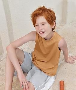 Débardeur pour enfants uni 100% coton sans manches en plein air décontracté enfants garçons enfant gilet maillots ras du cou débardeurs avec Logo personnalisé - Product Image 5