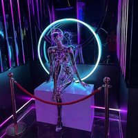 Escultura de Maniquí Femenino Android Cromado Cyberpunk Iluminado con LED de Neón Personalizado para Eventos de Discoteca
