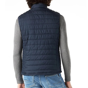 Wholesale Custom Sleeveless Puffer Jacket Men's Gray <b>Quilted</b> Gilet Windbreaker Outdoor Winter Outerwear Canvas Fabric OEM - Product Image 4
