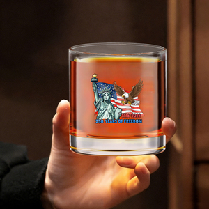 Copo de Vidro Redondo Inquebrável para Whisky, Lembrança Personalizada do 250º Aniversário dos EUA, Atacado - Product Image 2