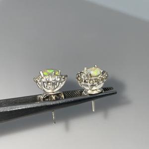Ethiopian Natural <b>Opal</b> Diamond <b>Earrings</b> Stainless Steel Gold Plated Faceted Gemstone Jewelry for Children - Product Image 3